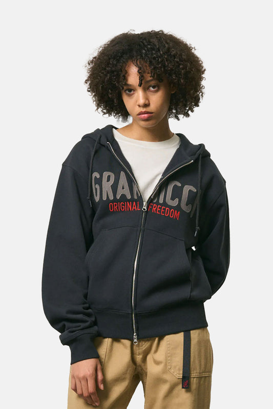 Spell Out Zip Hooded Sweatshirt
