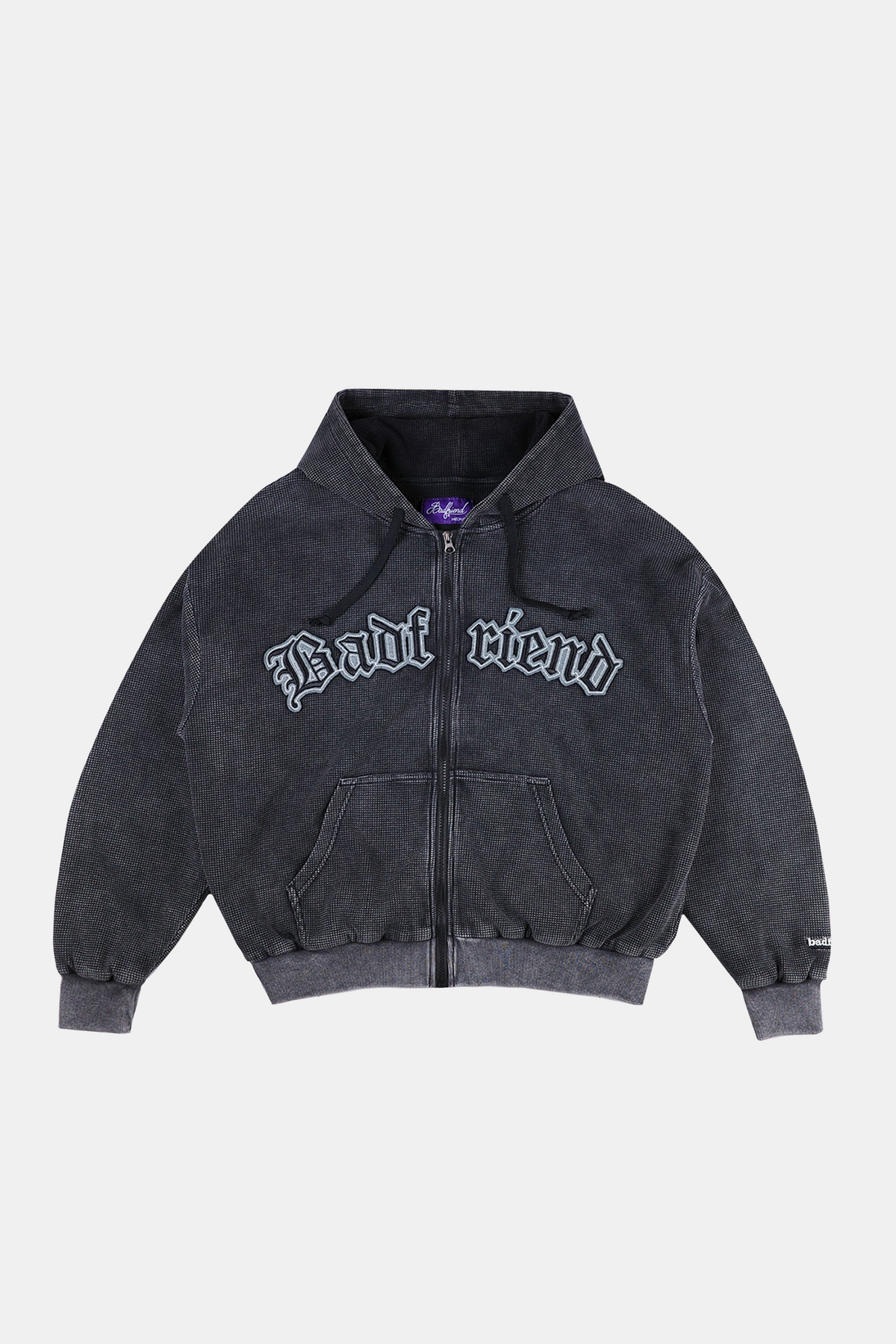 Waffle Knit Full Zip Sweater