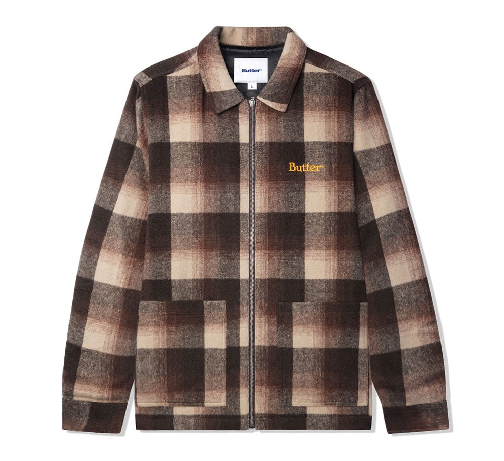 PLAID ZIP THRU OVERSHIRT