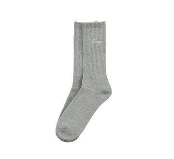 KINGS EMBROIDERED CREW SOCKS, HEATHER GREY/WHITE