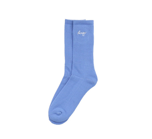 KINGS EMBROIDERED CREW SOCKS, SKY BLUE/WHITE