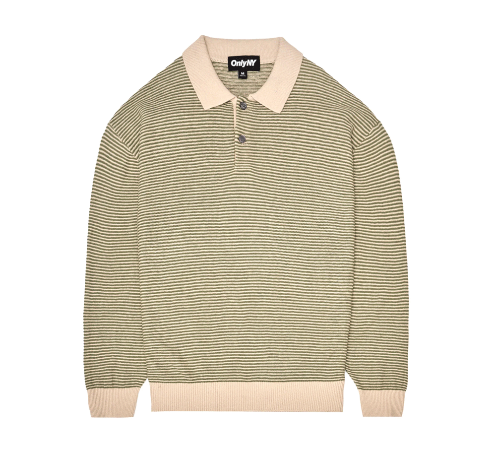 Linen Stripe Knit Polo