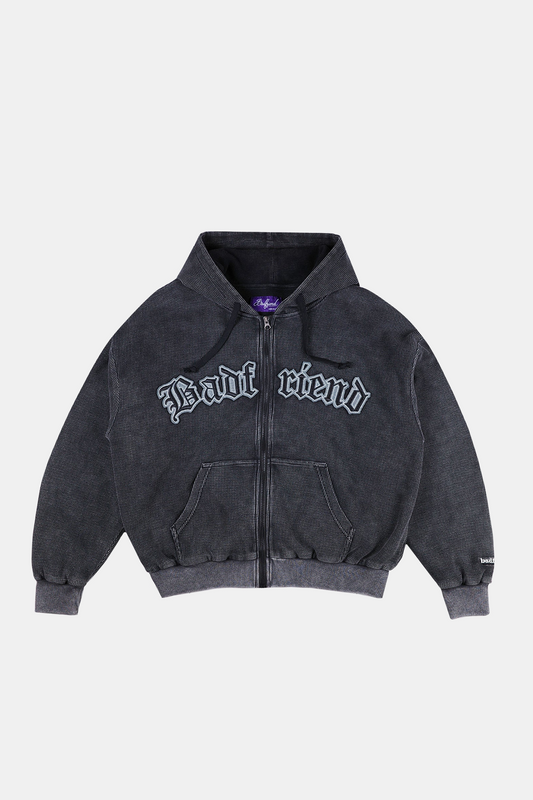 Waffle Knit Full Zip Sweater