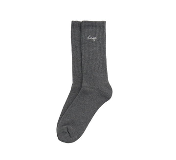 KINGS EMBROIDERED CREW SOCKS, CHARCOAL/WHITE