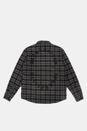 Embroidered Flannel Shirt Jacket