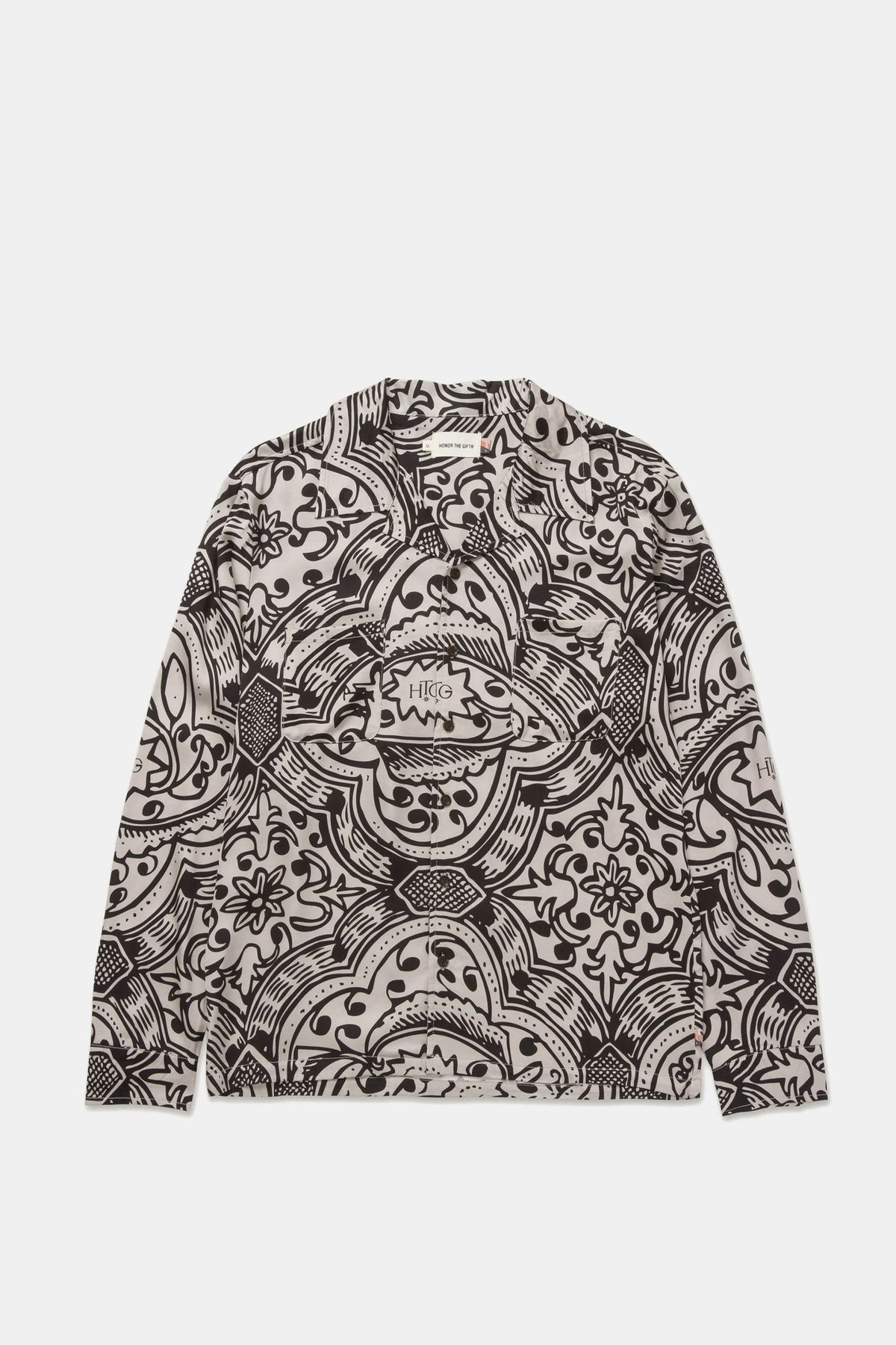 Long Sleeve Printed Woven Button Up