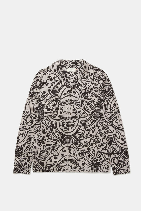 Long Sleeve Printed Woven Button Up