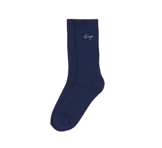 KINGS EMBROIDERED CREW SOCKS, NAVY/WHITE